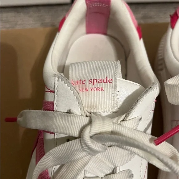KATE SPADE, K AS IN KATE COURT SNEAKERS
WHITE W/PINK ACCENTS SIZE 7 - Picture 10 of 14